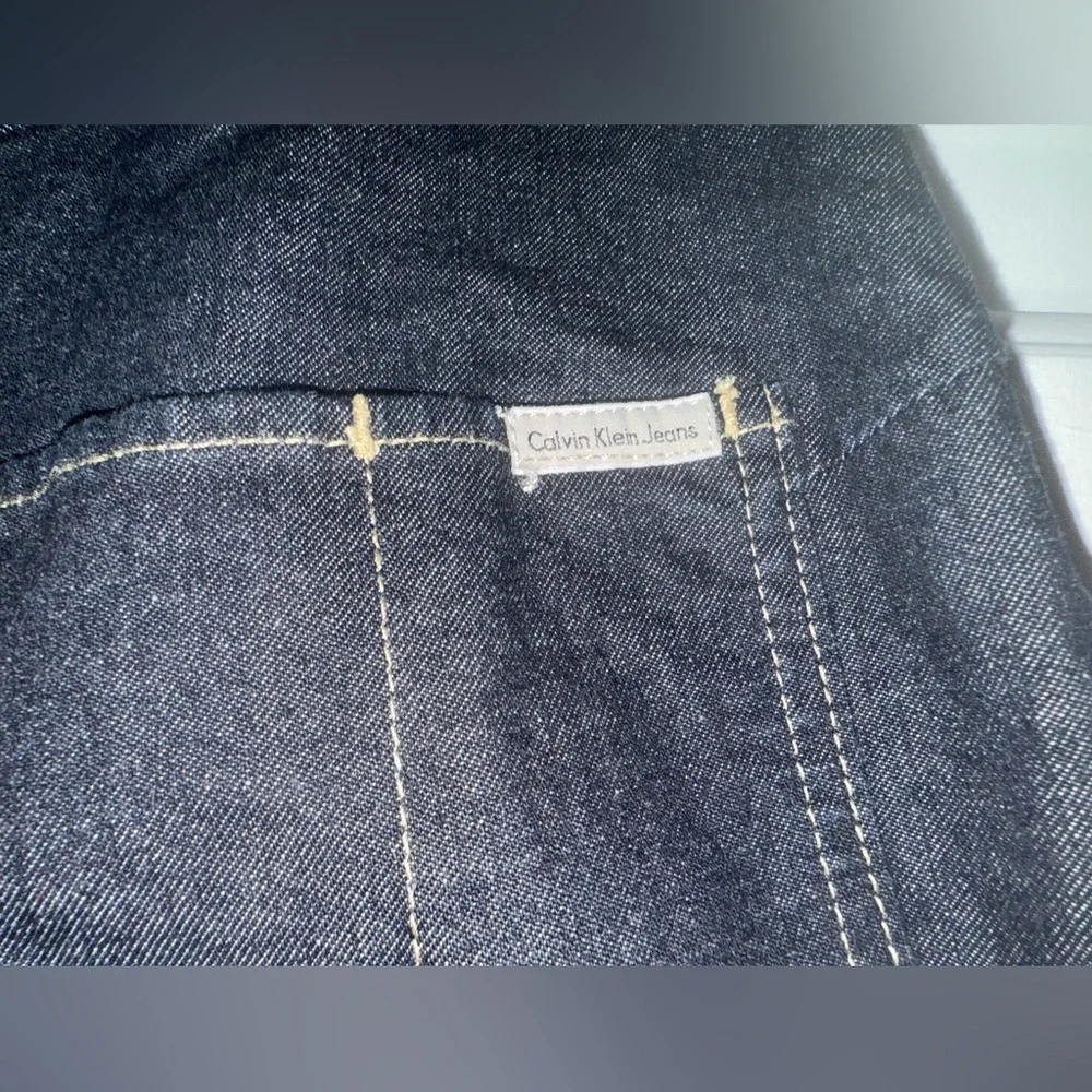 Calvin Klein Snap Front Denim Mini Skirt Size 8 Dark Wash CK Jeans